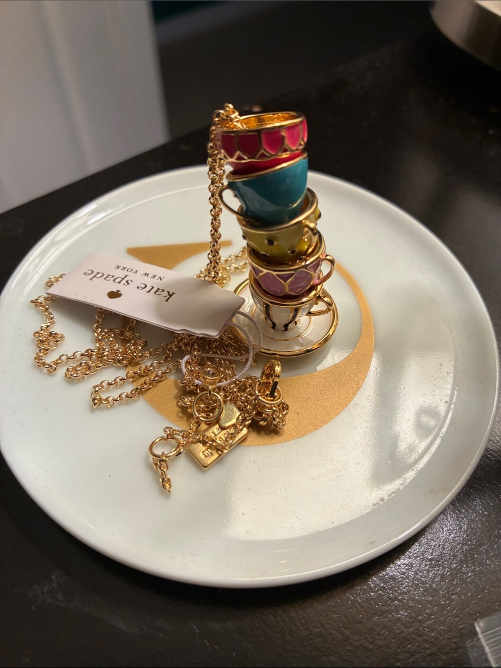 Kate Spade Tea Time Stacked Teacup Pendant Necklace - Picture 7 of 8